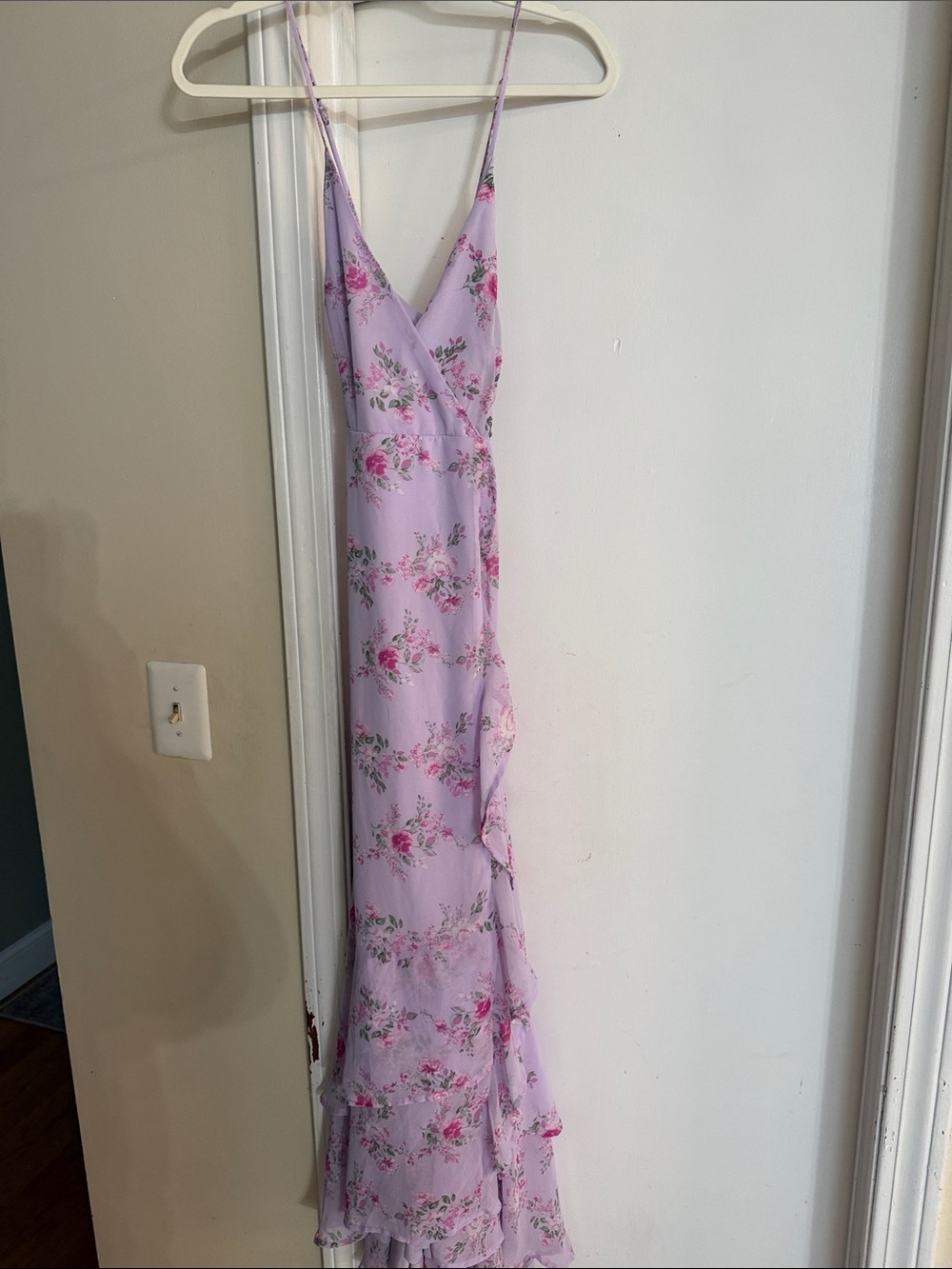 Lulu's Lavender Floral High-Low Slip Maxi Dress - Picture 2 of 6